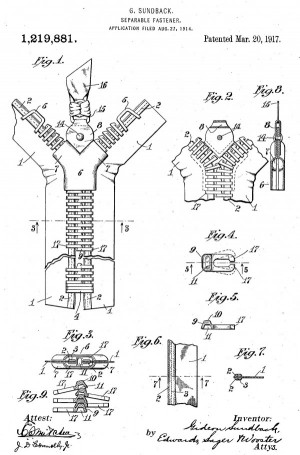 Ilustrações da patente de Gideon Sundback de 1914