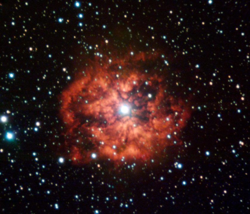 M1-67 é a mais jovem nebulosa em torno de uma estrela Wolf-Rayet, nomeada WR124, em nossa galáxia