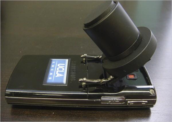 telefone celular microscopio