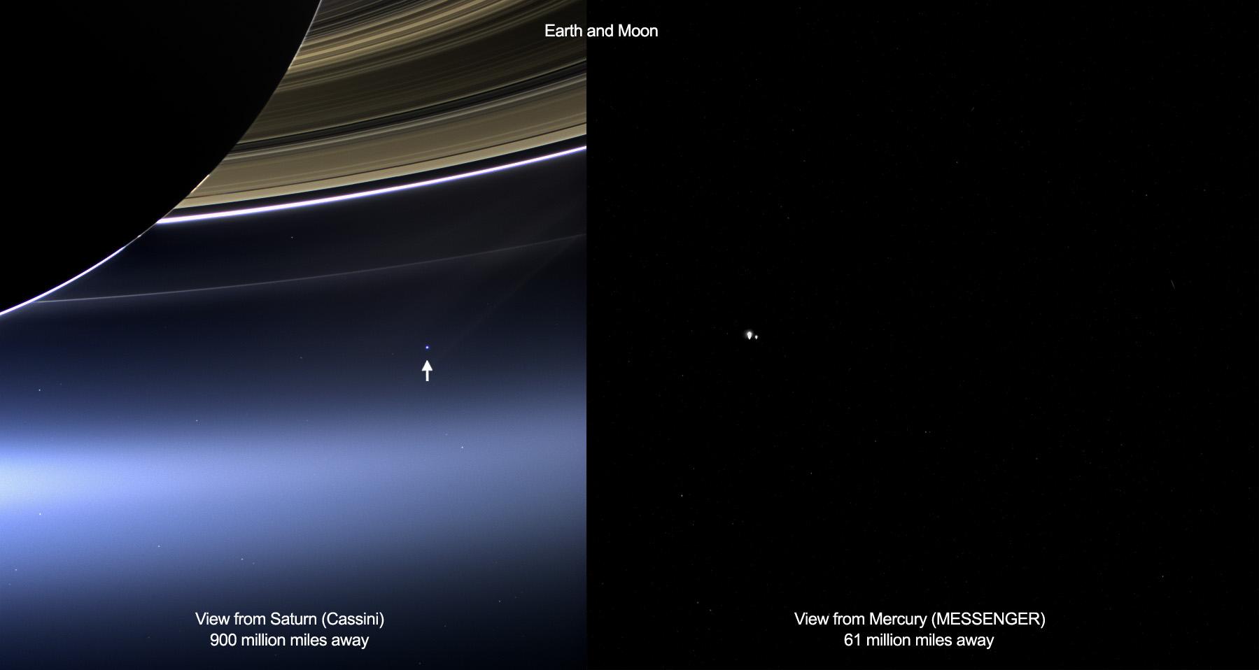 Fotos da Terra vista de Saturno e de Mercúrio dão nova