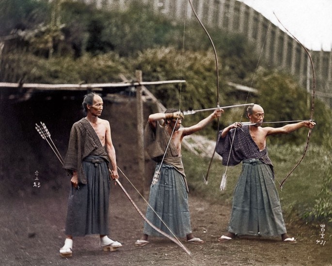 Samurai em treinamento, de 1860 