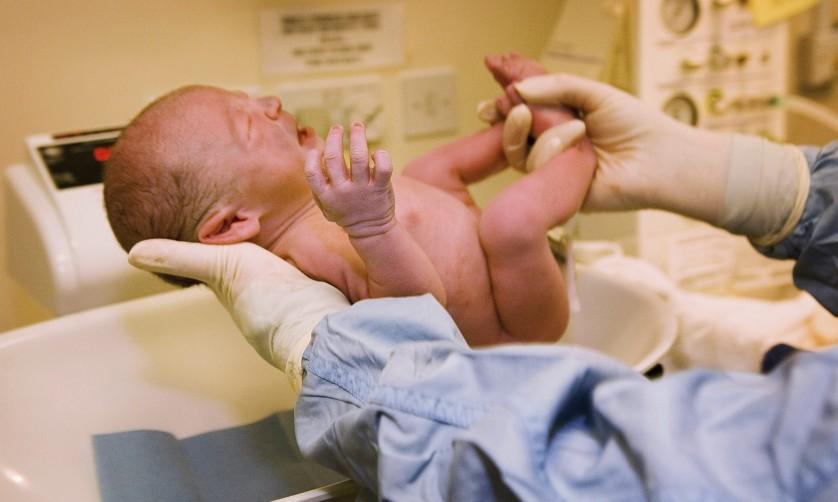 Baby at NHS maternity ward