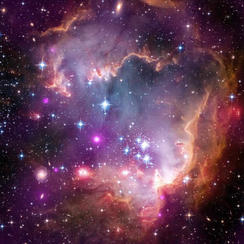 Young stars in the Small Magellanic Cloud (SMC), one of the closest galaxies to our Milky Way.