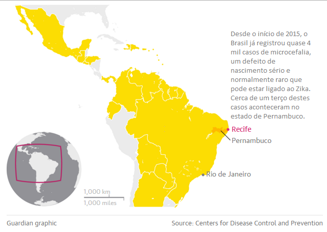 Países afetados pelo Zika se espalham pelas Américas Central e do Sul.