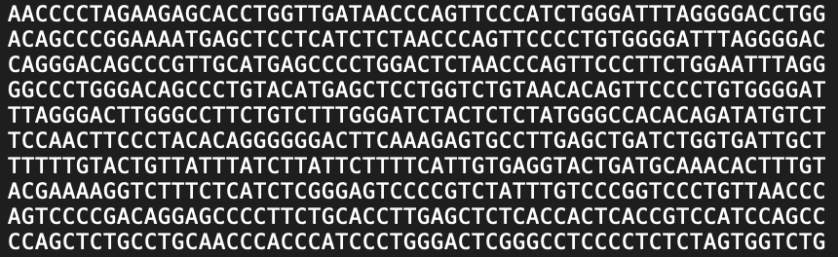 Parte do código genético do sequenciamento do cromossomo x