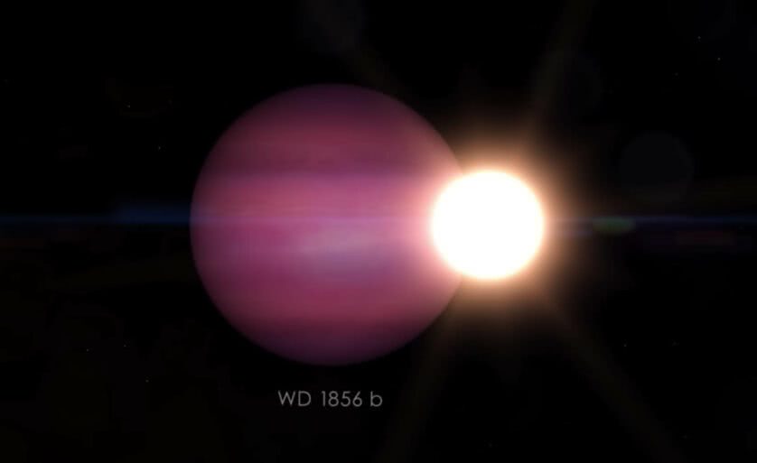 planeta gigante orbitando uma estrela ana branca